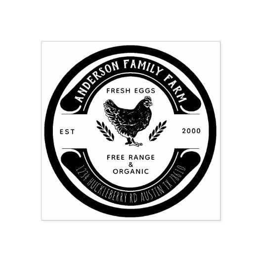 Retro Custom Fresh Eggs Family Boerderij Rubber St Rubberstempel (Afrduk)