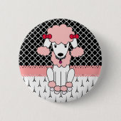 Retro custom girly diva roze Paris Poodle Ronde Button 5,7 Cm (Voorkant)