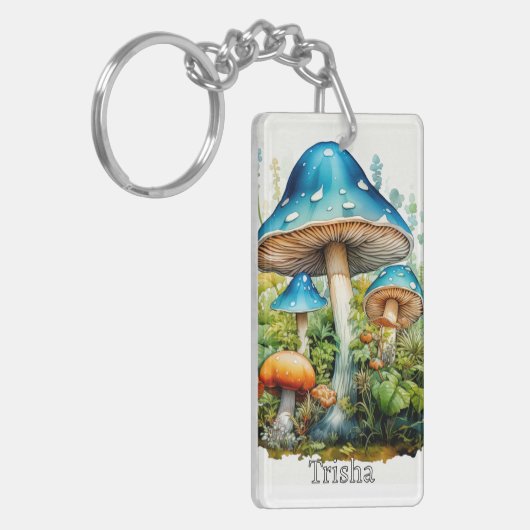Retro Custom Monogram Psychedelische Paddestoel Sleutelhanger (Voorkant Links)