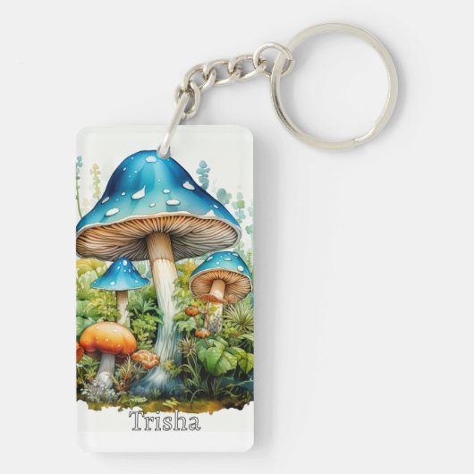 Retro Custom Monogram Psychedelische Paddestoel Sleutelhanger (achterkant)