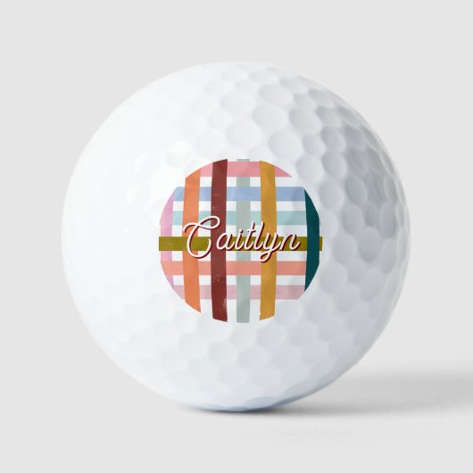 Retro CUSTOM Naam Geweven Roller Strepen Golfballen (Voorkant)