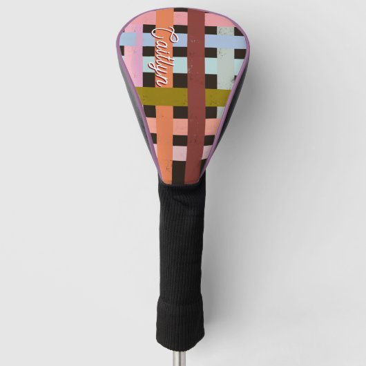 Retro CUSTOM Naam Geweven Roller Strepen Golfheadcover (Voorkant)