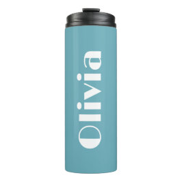 Retro Custom Naam Tumbler Teal / Zeegroen Thermosbeker