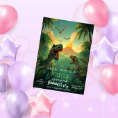 Retro Custom T-rex Dinosaur Kids Birthday  Kaart