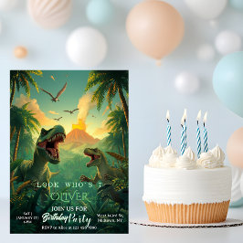 Retro Custom T-rex Dinosaur Kids Birthday Kaart