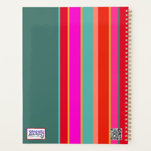 Retro Custom Teacher Abstract Kleurrijk Initiaal Planner (Achterkant)