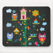Retro Custom Trendy Colorful Owl Muismat (Voorkant)