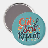 Retro "Cut Sew Repeat" naailiefhebber ontwerp Magneet (Voorkant / Achterkant)