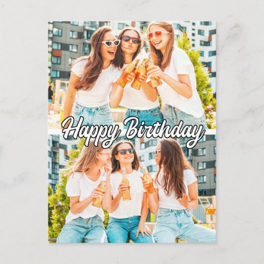 Retro Cute Aangepaste 2-foto's Sjabloon Gelukkige  Briefkaart (Voorkant)