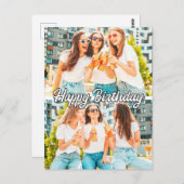 Retro Cute Aangepaste sjabloon voor 2 foto's Happy Briefkaart (Voorkant / Achterkant)