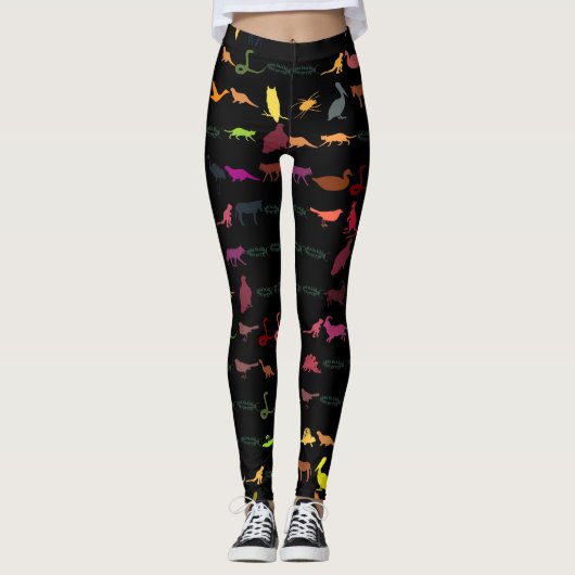 Retro Cute Animals Patroon Leggings (Voorkant)