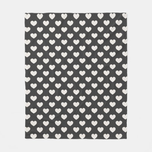 Retro Cute Black and White Hearts Pattern Fleece Deken (Voorkant)