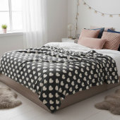 Retro Cute Black and White Hearts Pattern Fleece Deken
