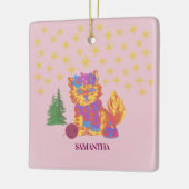 Retro Cute Cat Christmas  Keramisch Ornament (Links)
