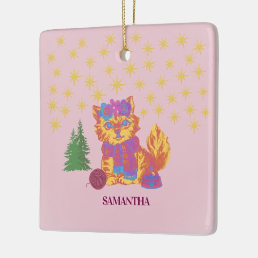 Retro Cute Cat Christmas Keramisch Ornament (Links)