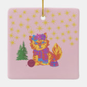 Retro Cute Cat Christmas  Keramisch Ornament (Achterkant)