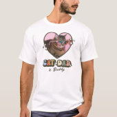 Retro Cute Cat Dad Heart Foto T-shirt (Voorkant)
