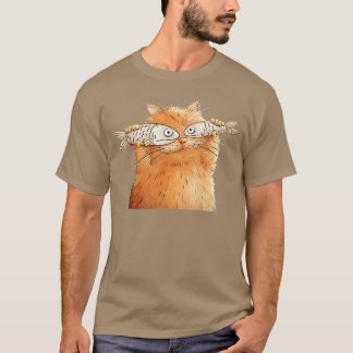 Retro Cute Cat Fish Art Eyes Fish Kitten Catfish M T-shirt