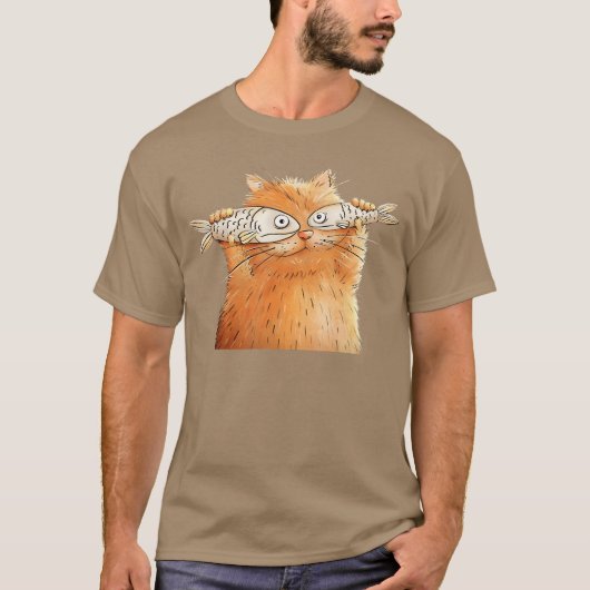Retro Cute Cat Fish Art Eyes Fish Kitten Catfish M T-shirt (Voorkant)