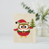 Retro Cute Christmas Owl Feestdagenkaart (Staand voorkant)