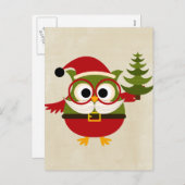 Retro Cute Christmas Owl Feestdagenkaart (Voorkant / Achterkant)
