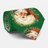 Retro Cute Chubby Santa Wreath Holiday Apparel Stropdas (Opgerold)