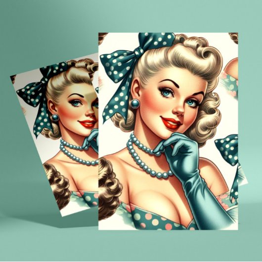 Retro Cute Classic Pinup Briefkaart