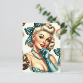 Retro Cute Classic Pinup Briefkaart (Staand voorkant)
