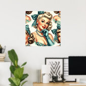 Retro Cute Classic Pinup Poster (Thuiskantoor)