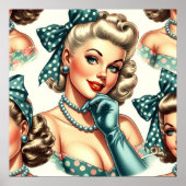 Retro Cute Classic Pinup Poster (Voorkant)