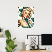 Retro Cute Classic Pinup Poster (Thuiskantoor)