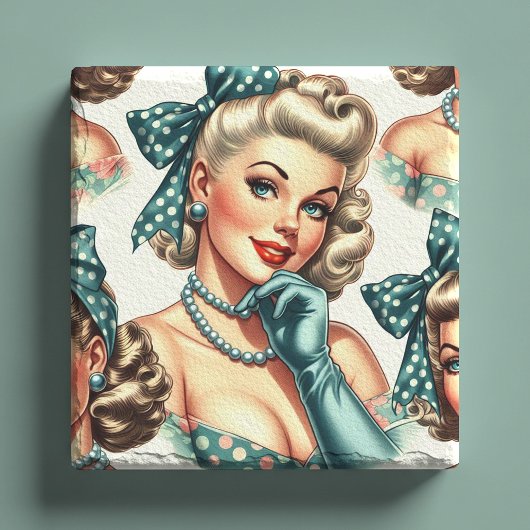 Retro Cute Classic Pinup Stenen Onderzetter