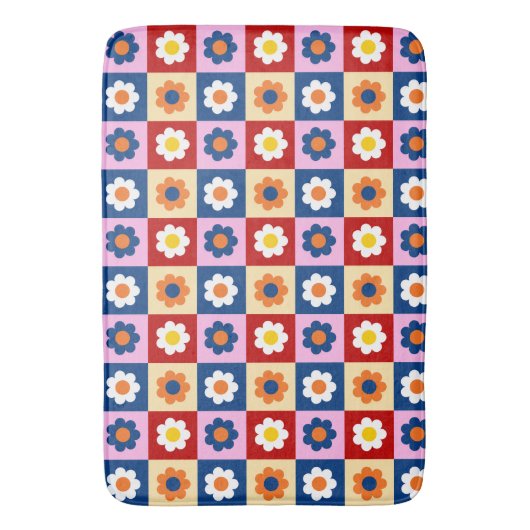 Retro Cute colorful Flowers Pattern  Badmat (Voorkant Verticaal)
