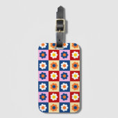 Retro Cute colorful Flowers Pattern  Bagagelabel (Voorkant (verticaal))