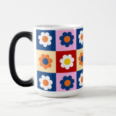 Retro Cute colorful Flowers Pattern  Magische Mok (Links)