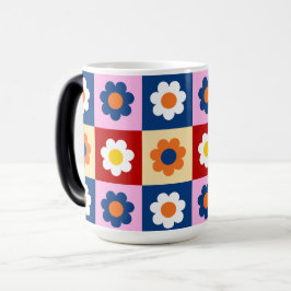 Retro Cute colorful Flowers Pattern  Magische Mok