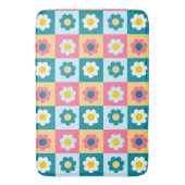 Retro Cute colorful Pastel Flowers Pattern  Badmat (Voorkant Verticaal)