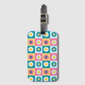 Retro Cute colorful Pastel Flowers Pattern Bagagelabel (Voorkant (verticaal))