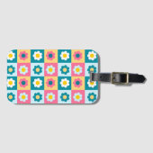 Retro Cute colorful Pastel Flowers Pattern Bagagelabel (Voorkant (horizontaal))