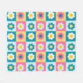 Retro Cute colorful Pastel Flowers Pattern  Fleece Deken (Voorkant (Horizontaal))