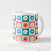 Retro Cute colorful Pastel Flowers Pattern Grote Koffiekop (Voorkant rechts)