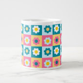 Retro Cute colorful Pastel Flowers Pattern Grote Koffiekop (Voorkant)