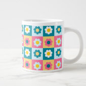 Retro Cute colorful Pastel Flowers Pattern Grote Koffiekop (Rechts)