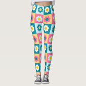 Retro Cute colorful Pastel Flowers Pattern  Leggings (Voorkant)