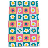 Retro Cute colorful Pastel Flowers Pattern  Medium Cadeauzakje (Achterkant)