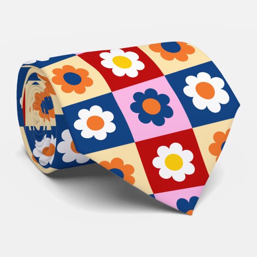 Retro Cute colorful Pastel Flowers Pattern  Stropdas (Opgerold)