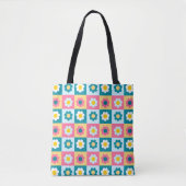Retro Cute colorful Pastel Flowers Pattern Tote Bag (Voorkant)
