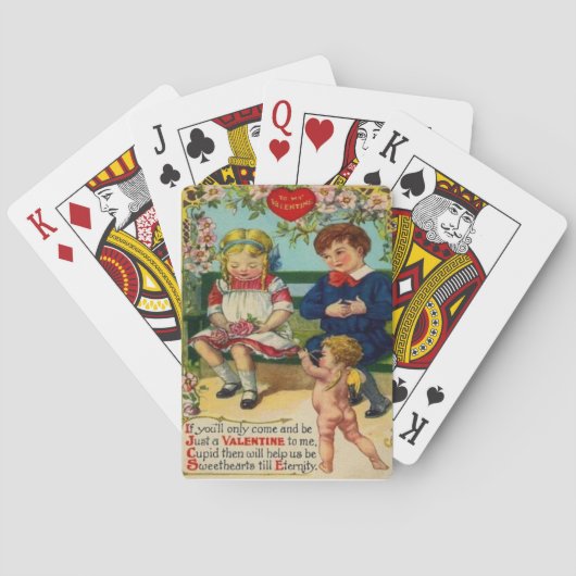 Retro Cute Couple Cupid Valentijn Card Pokerkaarten (Achterkant)