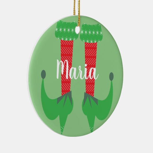 Retro Cute Elf Feet hoort kerstcadeautjes Keramisch Ornament (Rechts)