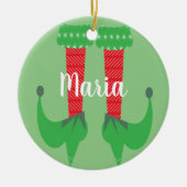 Retro Cute Elf Feet hoort kerstcadeautjes Keramisch Ornament (Voorkant)